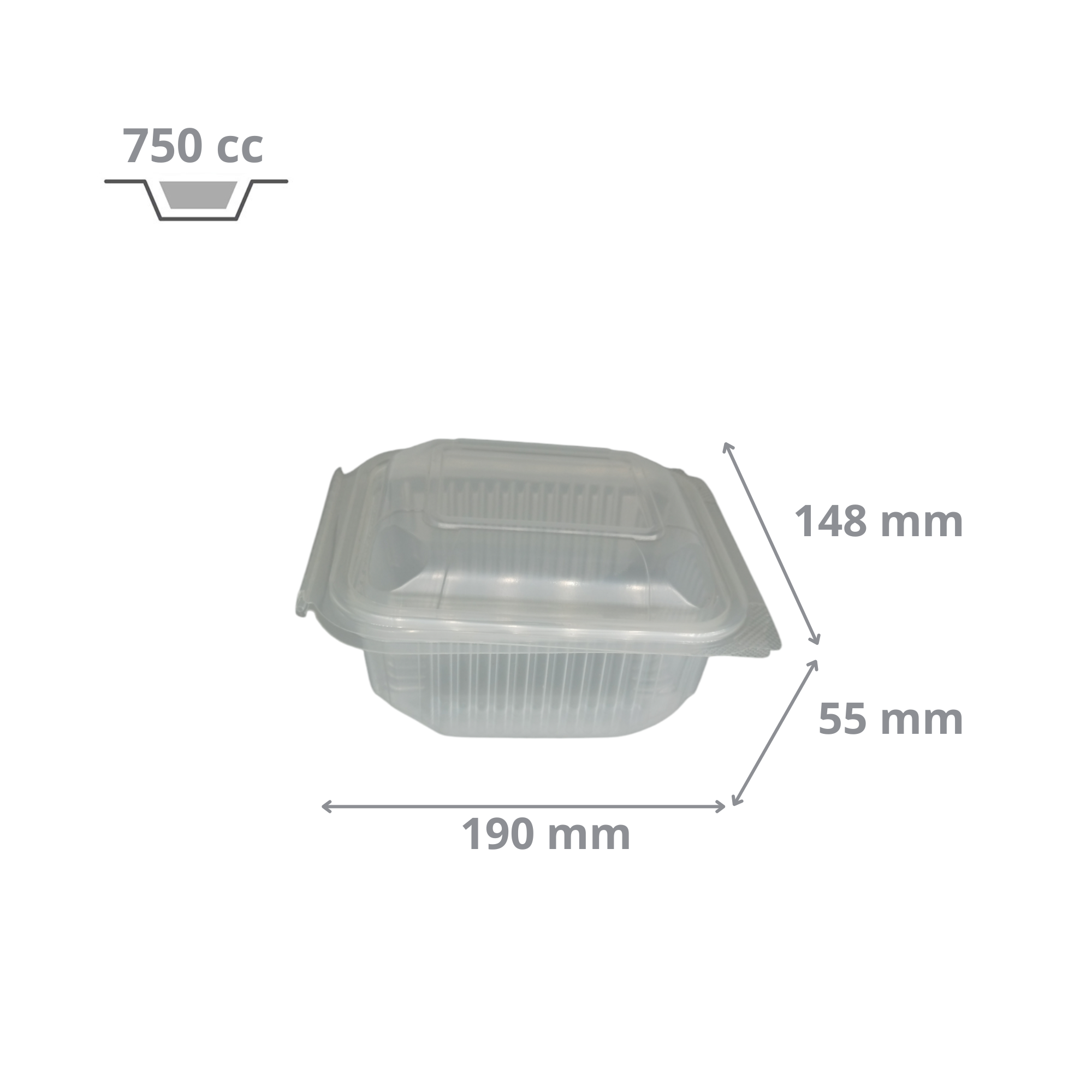 Barquette Micro-ondable 750 cc avec Couvercle à Charnière en Plastique polypropylène (PP)